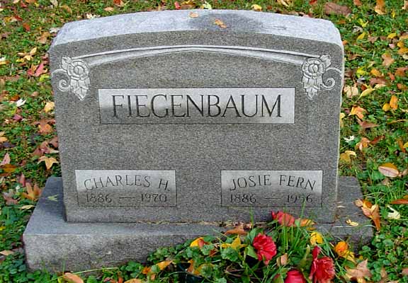 Grave marker of Charles H. and Josephine F. (Barber) Fiegenbaum