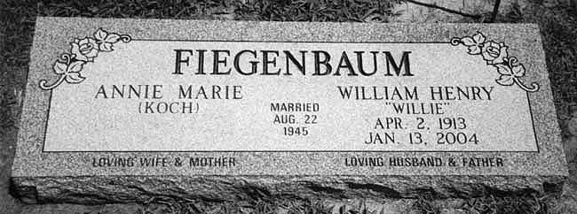 Grave of William Henry and Annie Marie (Koch) Fiegenbaum