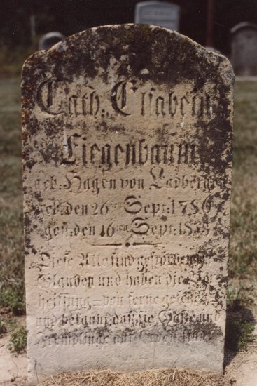 Grave marker of Catherina Elsabein (Hagen) Fiegenbaum at Holstein, Missouri