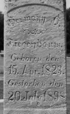 Detail of Hermann Heinrich Fiegenbaum's gravestone
