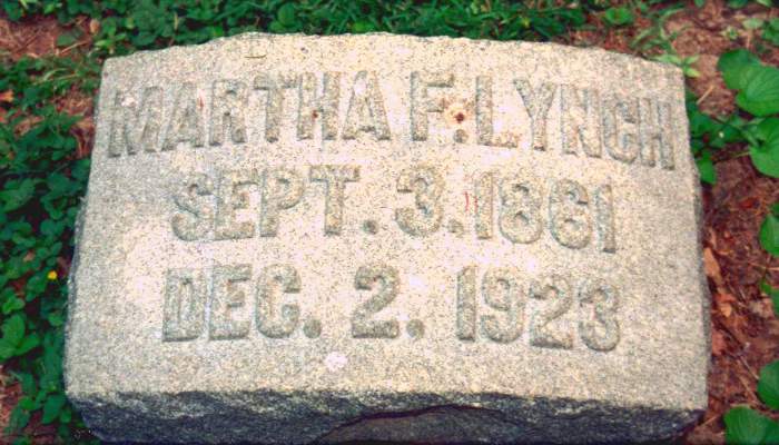 Grave marker of Martha L. (Fiegenbaum) Lynch