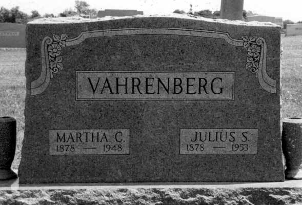 Gravestone of Julius S. and Martha C. (Fiegenbaum) Vahrenberg