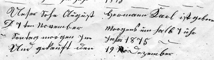 Family's record of August H. K. Fiegenbaum's birth and baptism