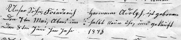 the family's record of Friederich H. A. Fiegenbaum's birth and baptism