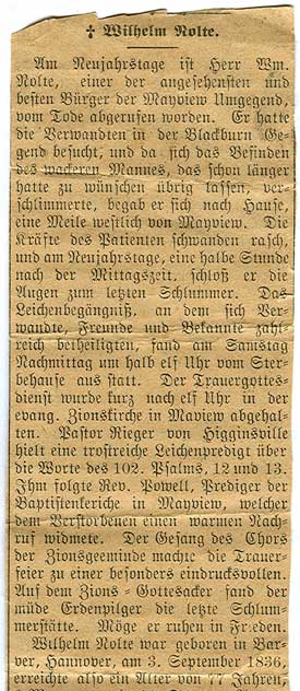 first half of German-language obituary for Franz Friedrich Wilhelm Nolte