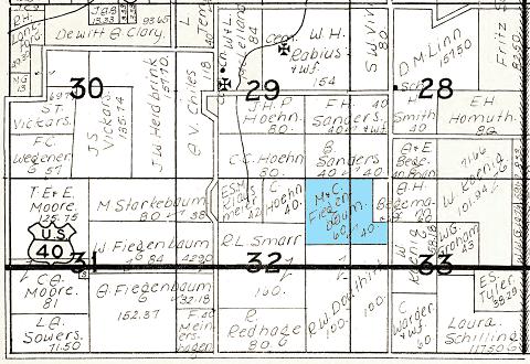 portion of a plat map for Lafayette County, Missouri