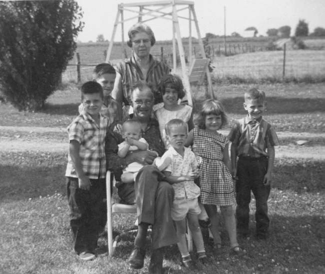 photograph of grandparents and most of the grandchildren