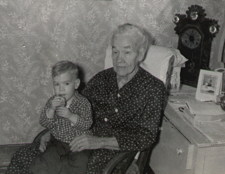 photograph of a seated Henriette C. A. Fiegenbaum holding her great-grandson, J. Mark Fiegenbaum, on her lap