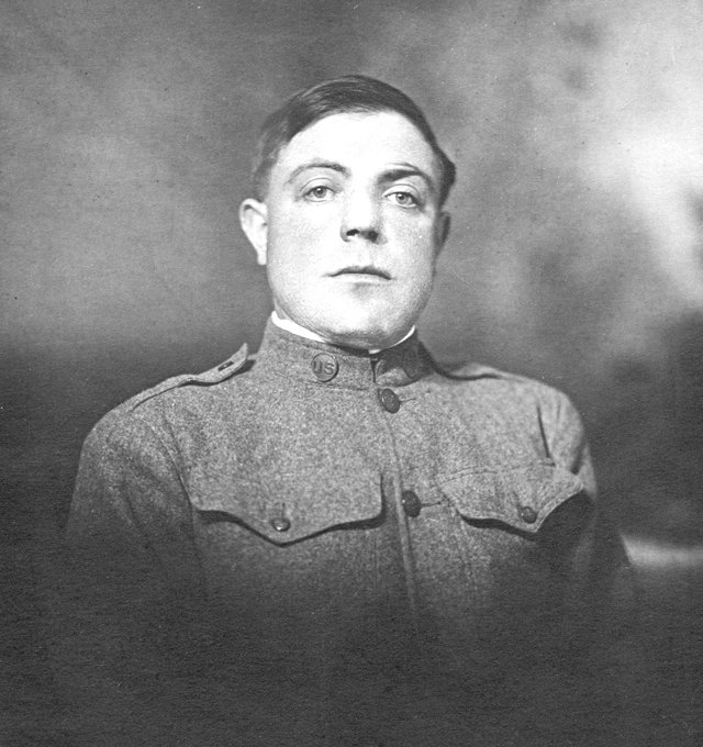 formal photographic portrait of Eugene A. Gerber as a soldier in the U.S. Army during World War I