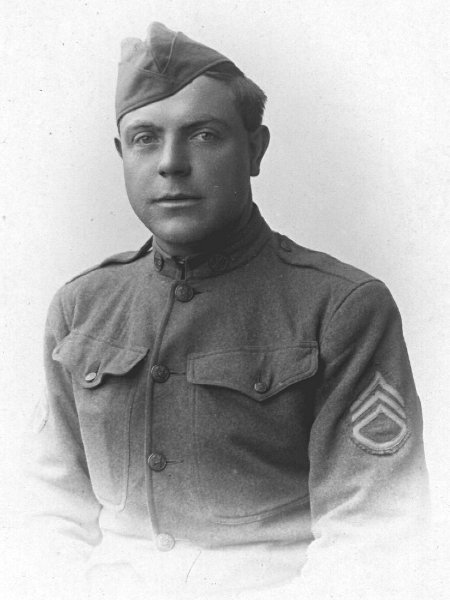 photographic portrait of Sergeant Eugene Adolph Gerber during World War I