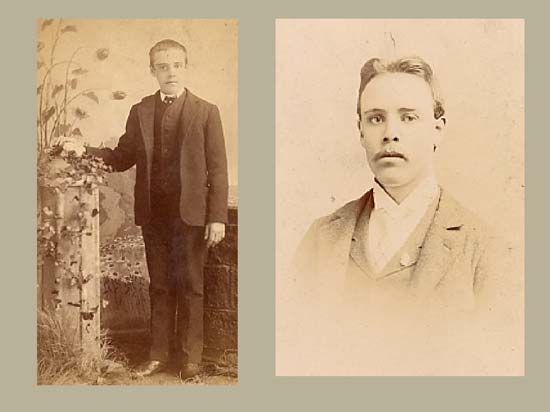 two photographic studio portraits of a young Rudolph Mathias Gerber