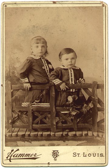 photographic studio portrait of Selma & Eugene Gerber as young children