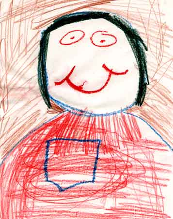 photograph of s child's drawing of an unknown person